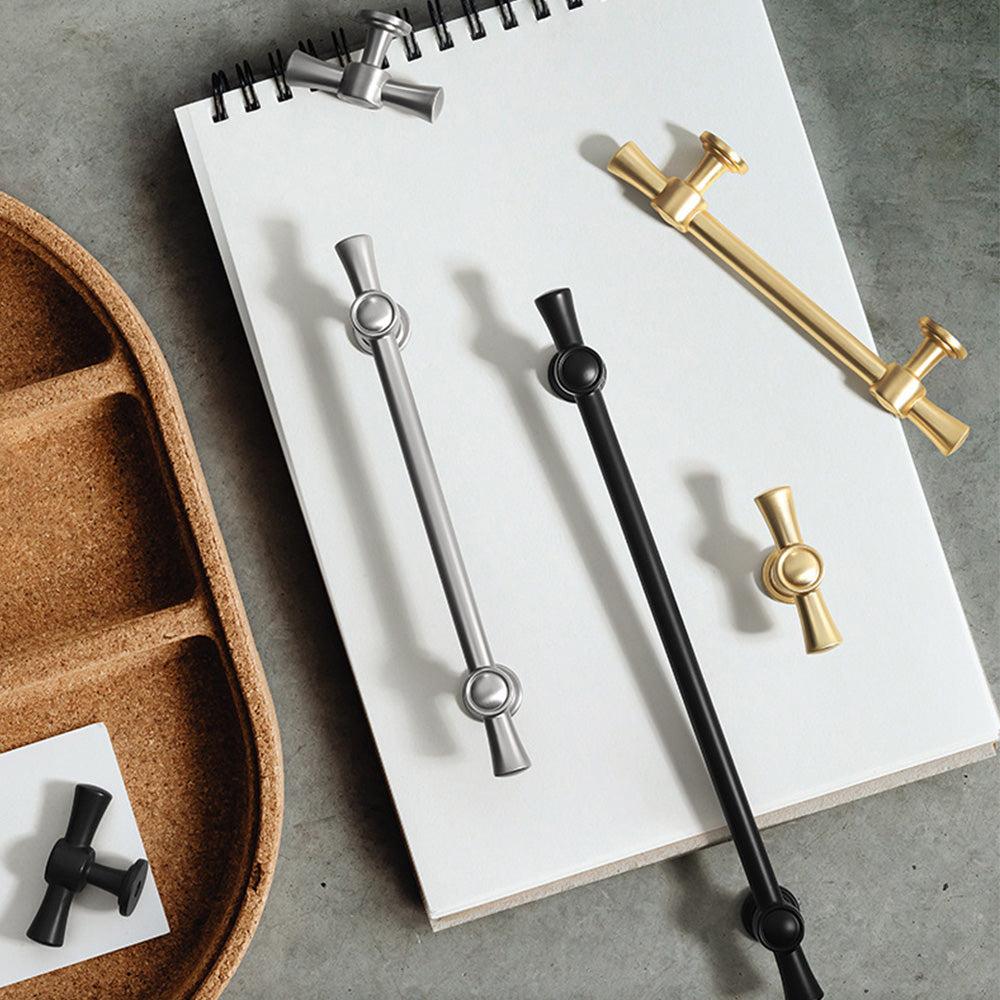 Brushed Brass Drawer Pulls with Round Washers