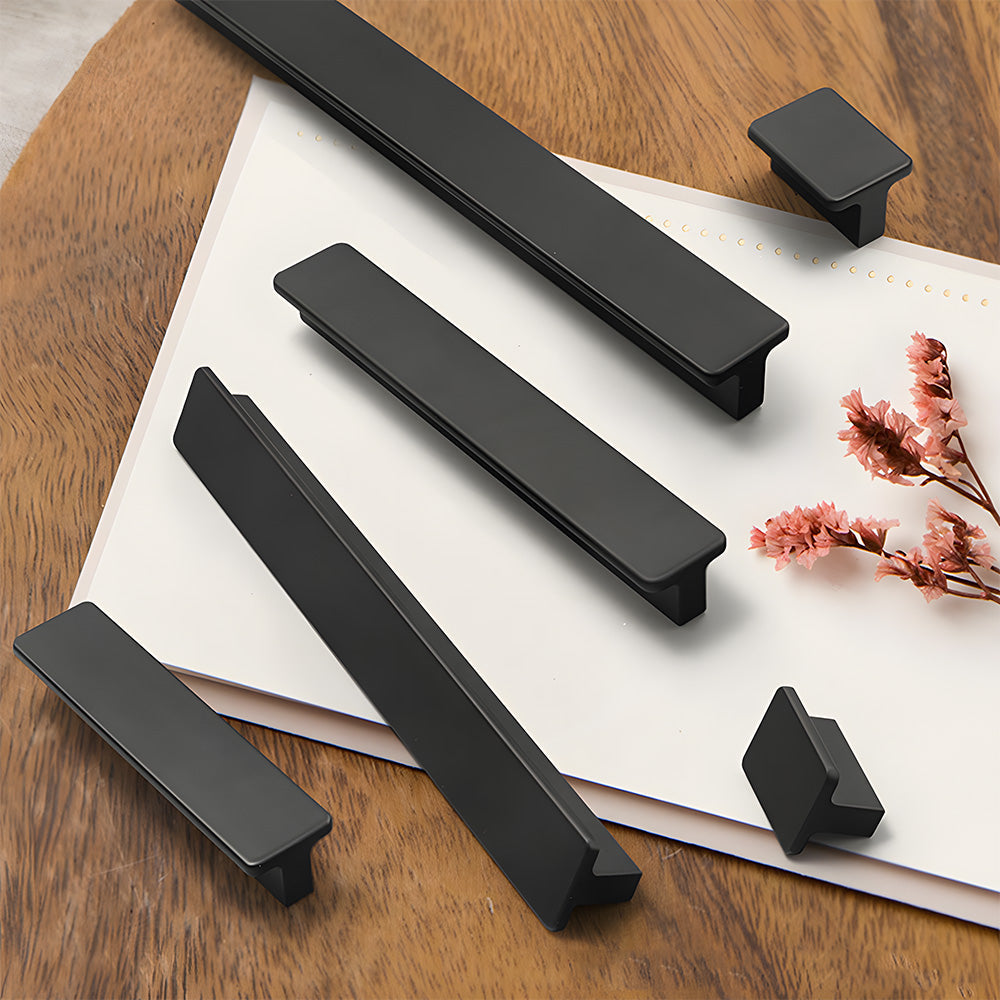 Matte Black Aluminum Alloy Kitchen Drawer Handles