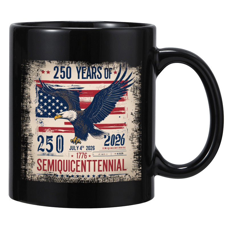 250 Years of Freedom Eagle Ceramic Mug – USA Flag Coffee Cup