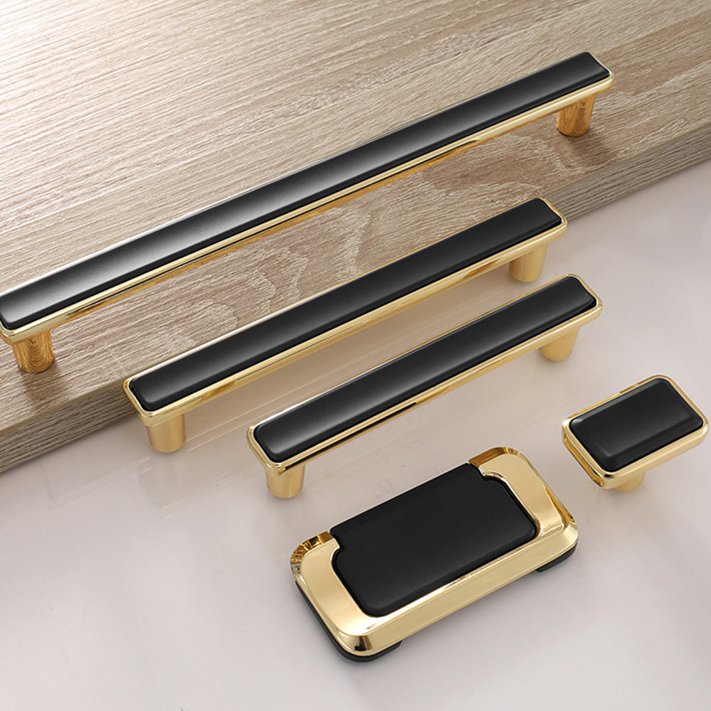 Black Gold Square Bar Cabinet & Drawer Pulls Modern