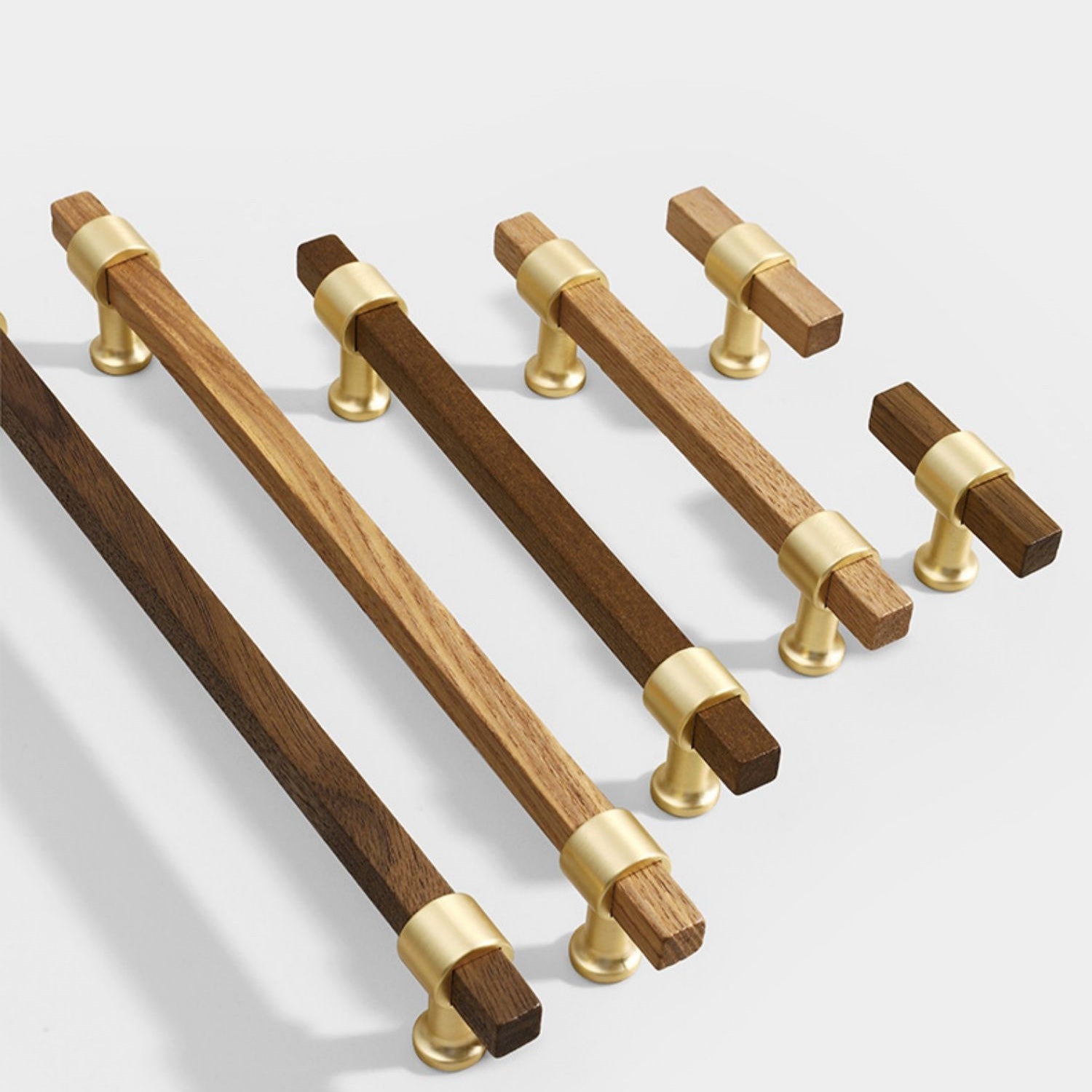 Black Walnut Square Cabinet Handles with Beech Wood Drawer Pulls