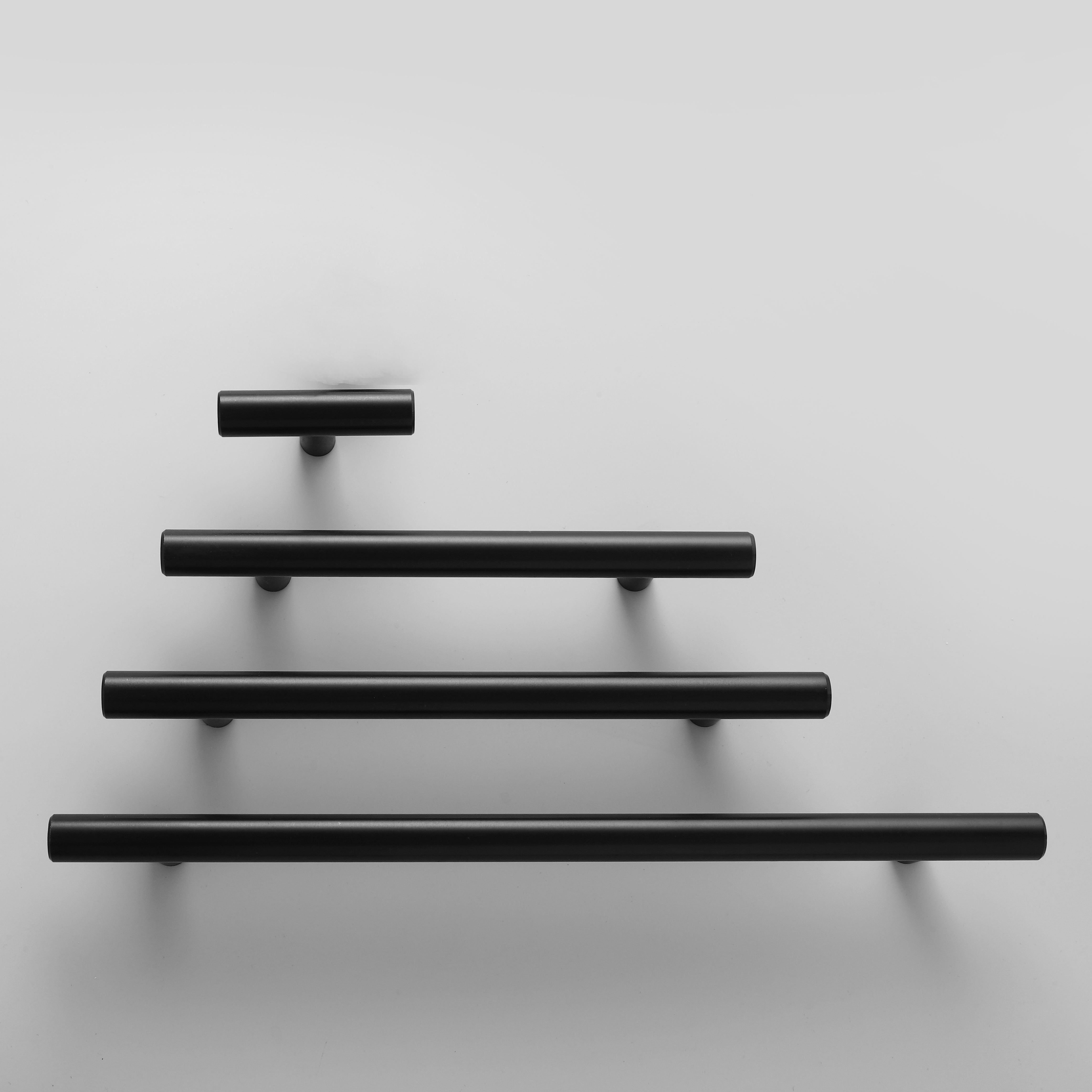 Matte Black Slim Bar Cabinet & Drawer Pulls - Modern Minimalist