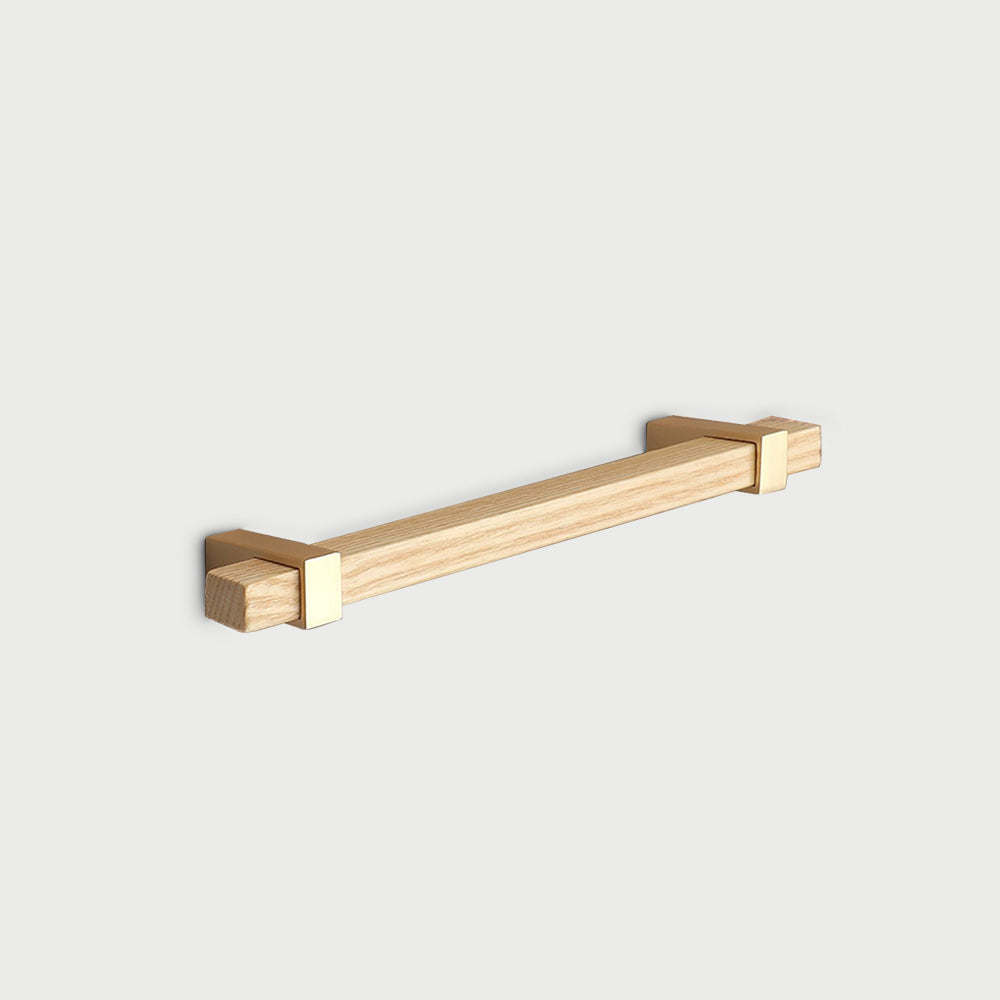 Square Walnut Kitchen T-Bar Cabinet Handle with Wood Base