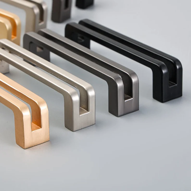Square Bar Cabinet Drawer Pulls Zinc Alloy for Kitchen