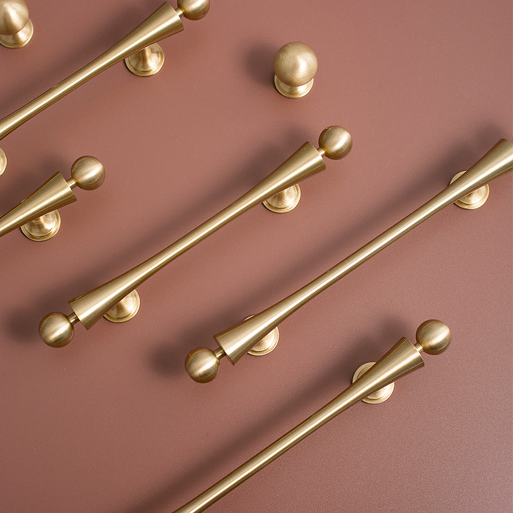 Modern Scroll-Inspired Brushed Brass Cabinet Pulls