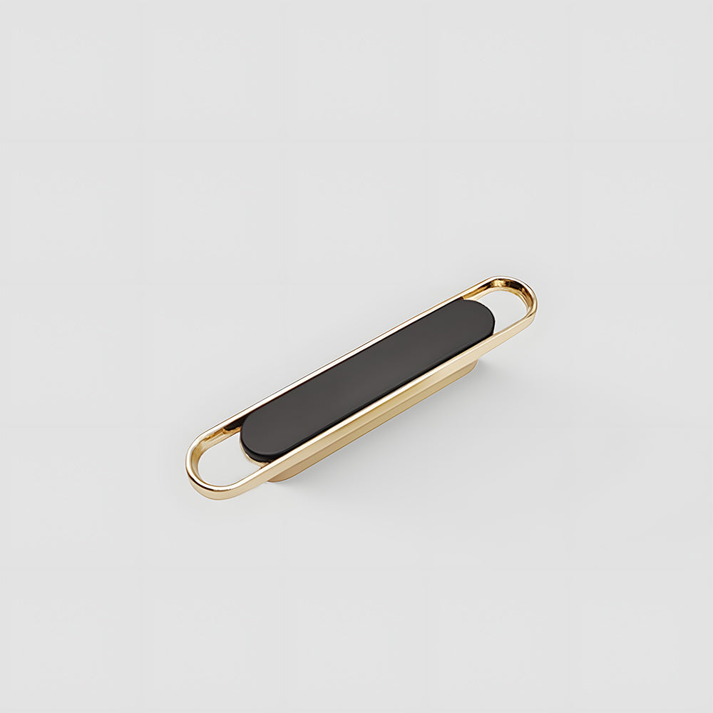 Two-Tone Zinc Alloy Modern Cabinet Handles with Black Gold Finish
