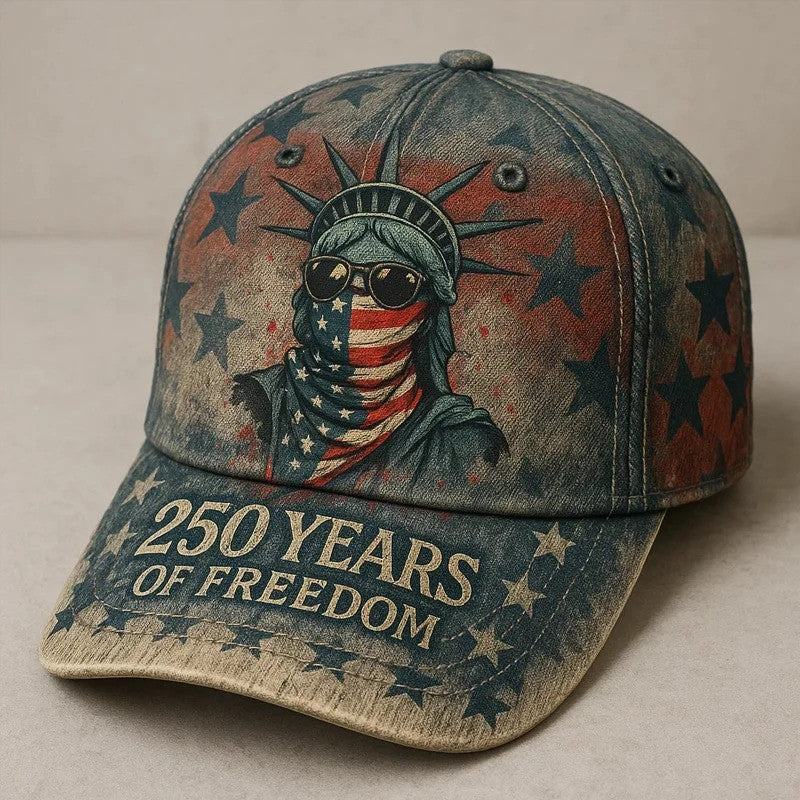 250 Years of Freedom Statue of Liberty Retro USA Baseball Cap – Navy