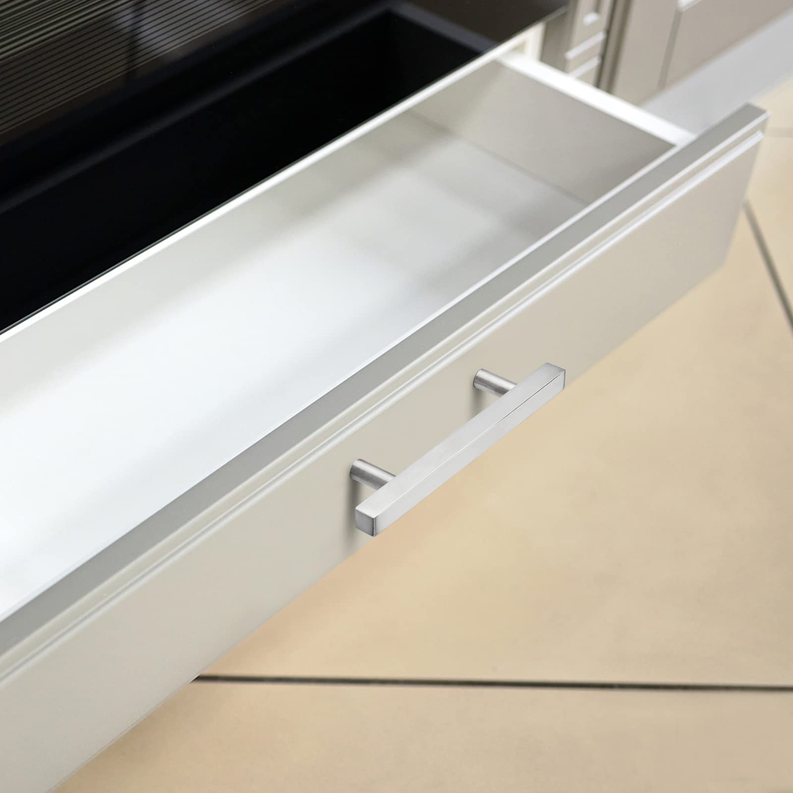Silver Square Cabinet Handles for Dresser & Bathroom