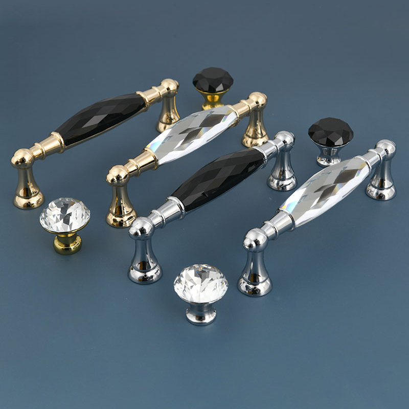 Faceted Crystal Bar Cabinet Drawer Pulls