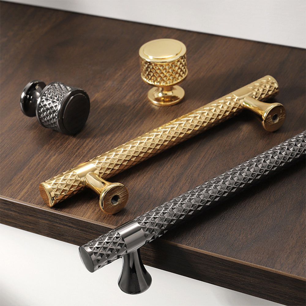 Shiny Modern Titanium Gold Black Door Handles