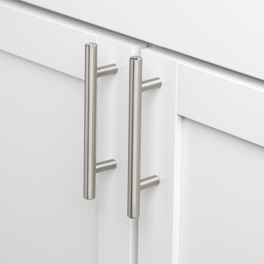 Brushed Nickel Round Bar Cabinet & Drawer Pulls for Kitchen