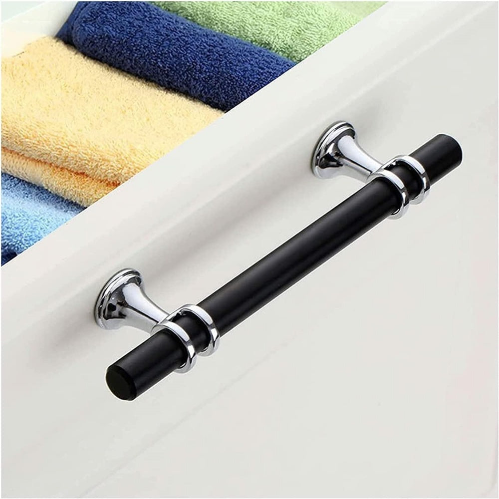 Brushed Nickel & Black Modern Drawer Pulls