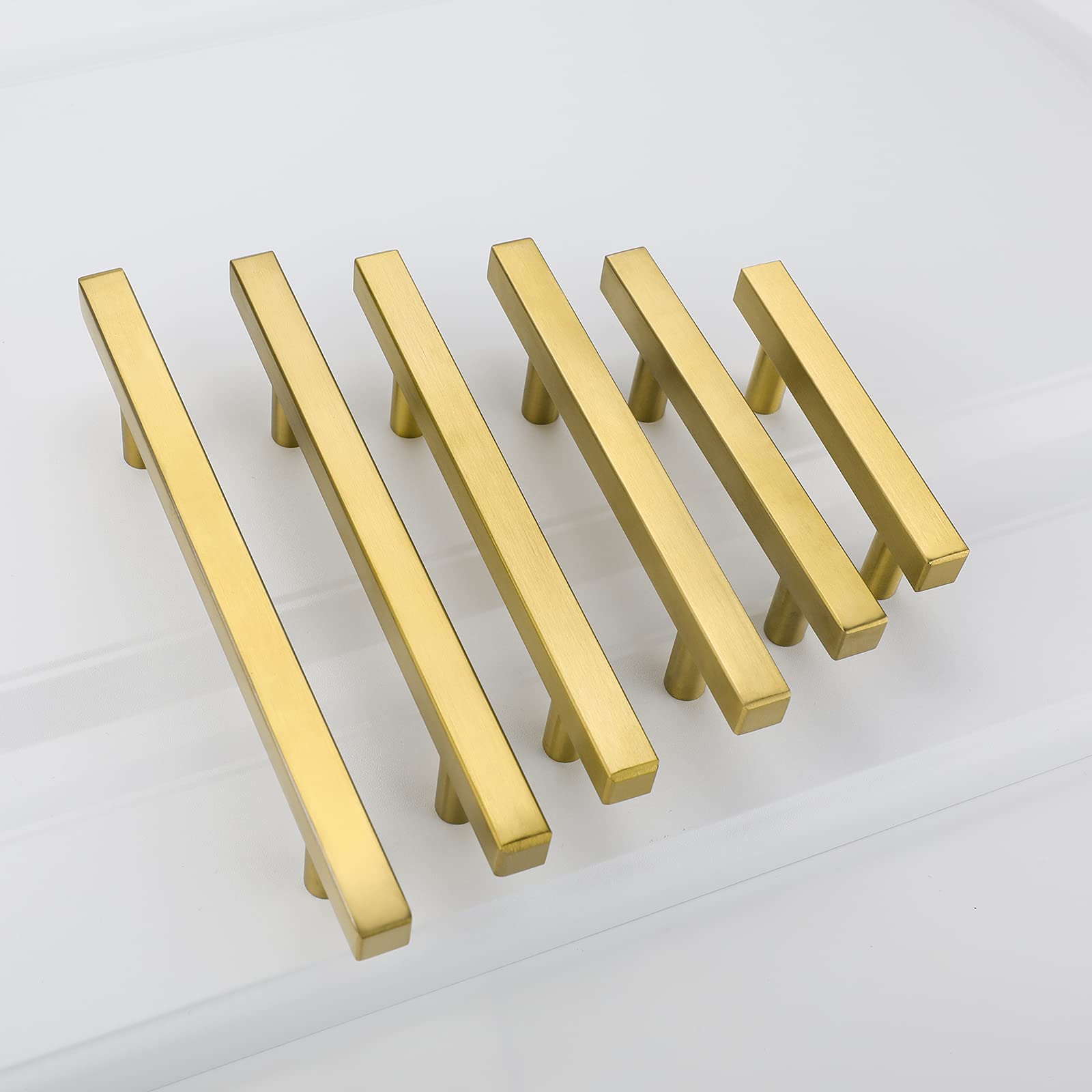 Square Bar Brushed Gold Cabinet Drawer Pulls