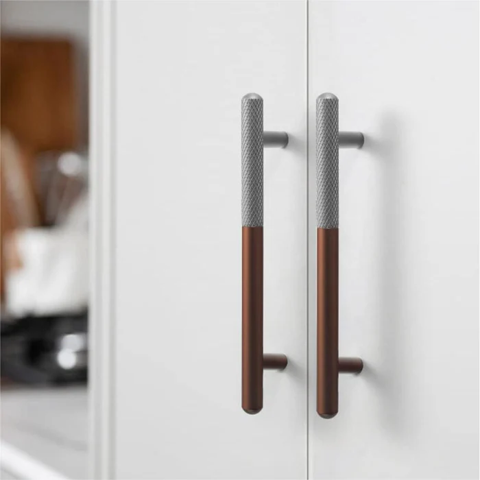 Two Tone Patchwork Knurled Zinc Alloy Wardrobe Handles