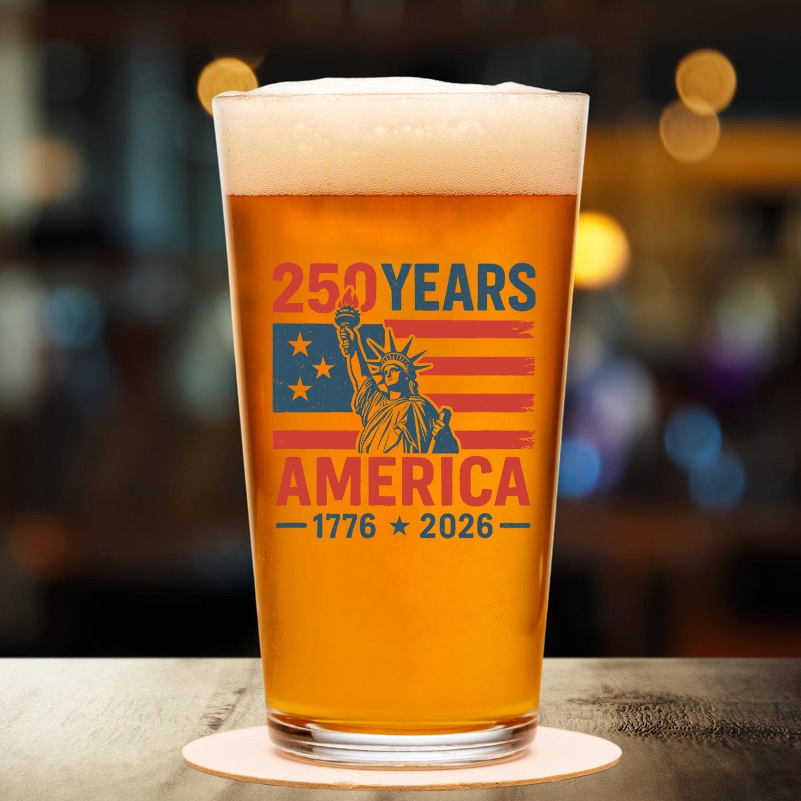 250 Years USA 1776-2026 Glass | Happy 250th Birthday USA Glass | America 250th Anniversary | Independence Day Whiskey Glass Beer Glass