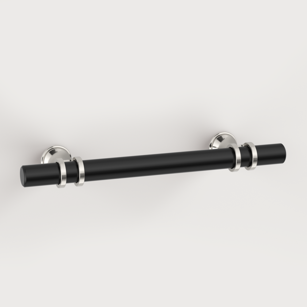 Brushed Nickel & Black Modern Drawer Pulls