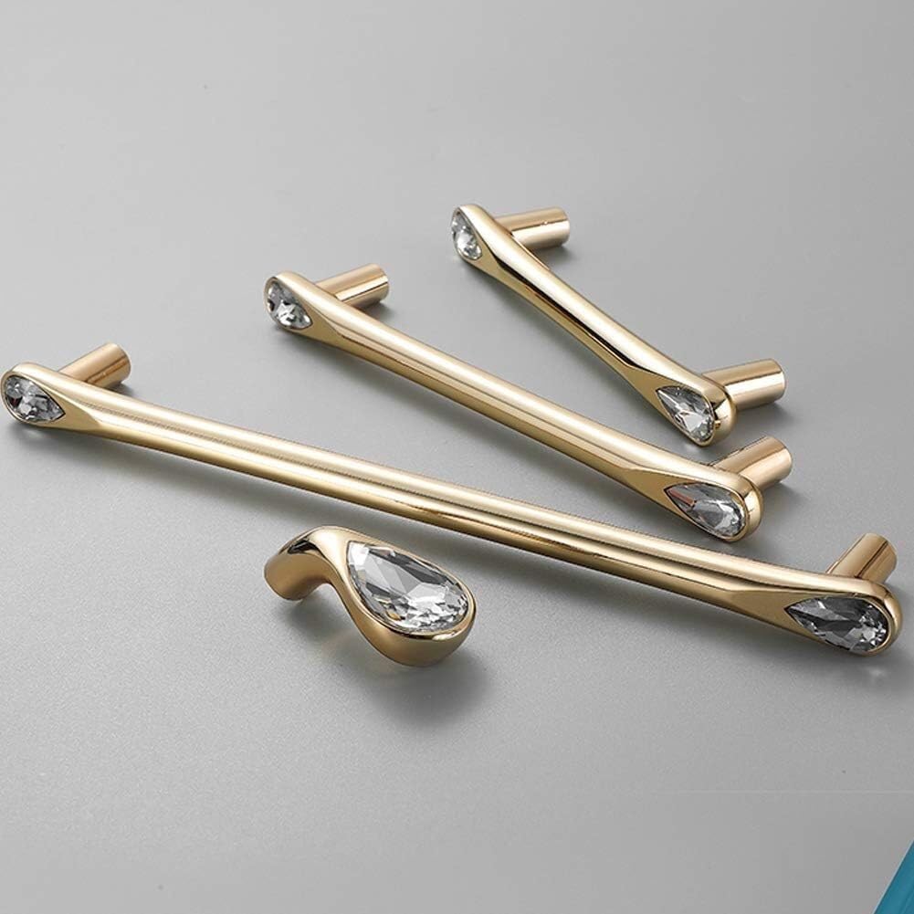 Gold Crystal Cabinet Handles for Kitchens and Bathrooms
