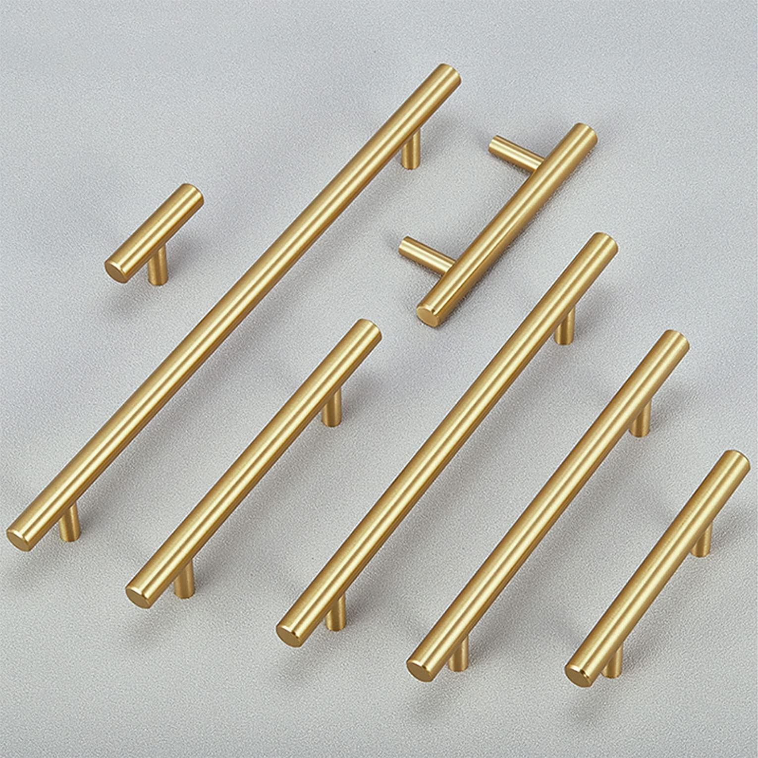 Brushed Gold T-Bar Cabinet & Drawer Pulls - Modern European Style