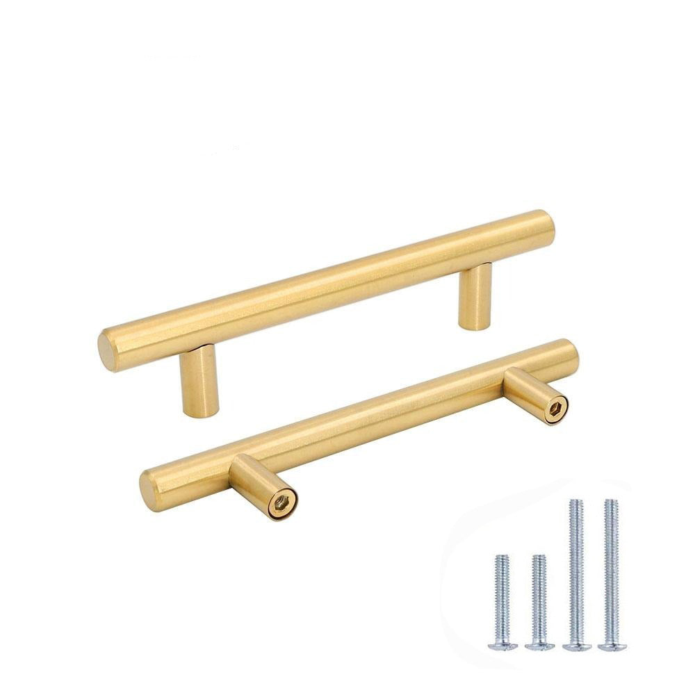 10-Pack Brushed Gold Stainless Steel Round Bar Pulls