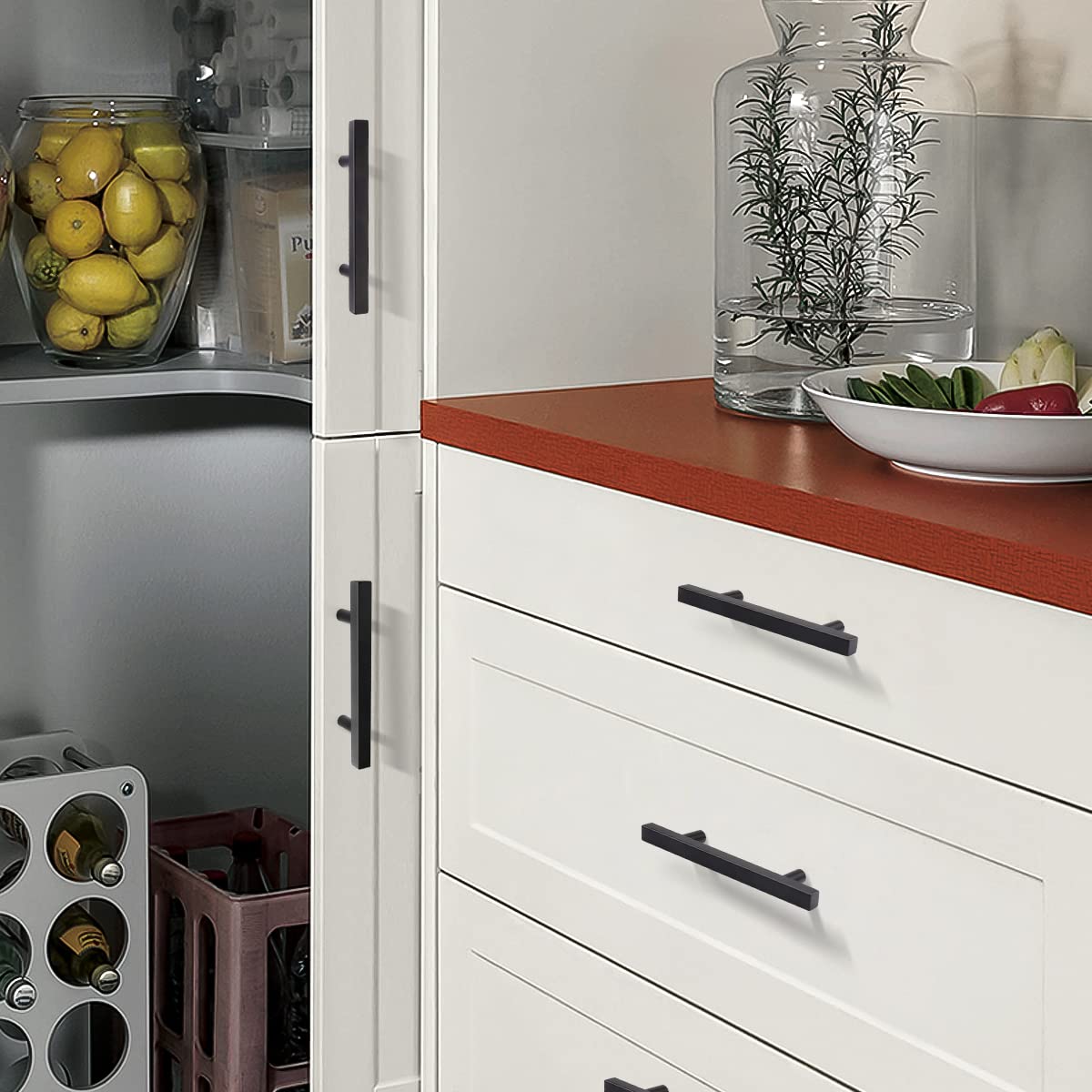 Matte Black Square Bar Cabinet Drawer Pulls