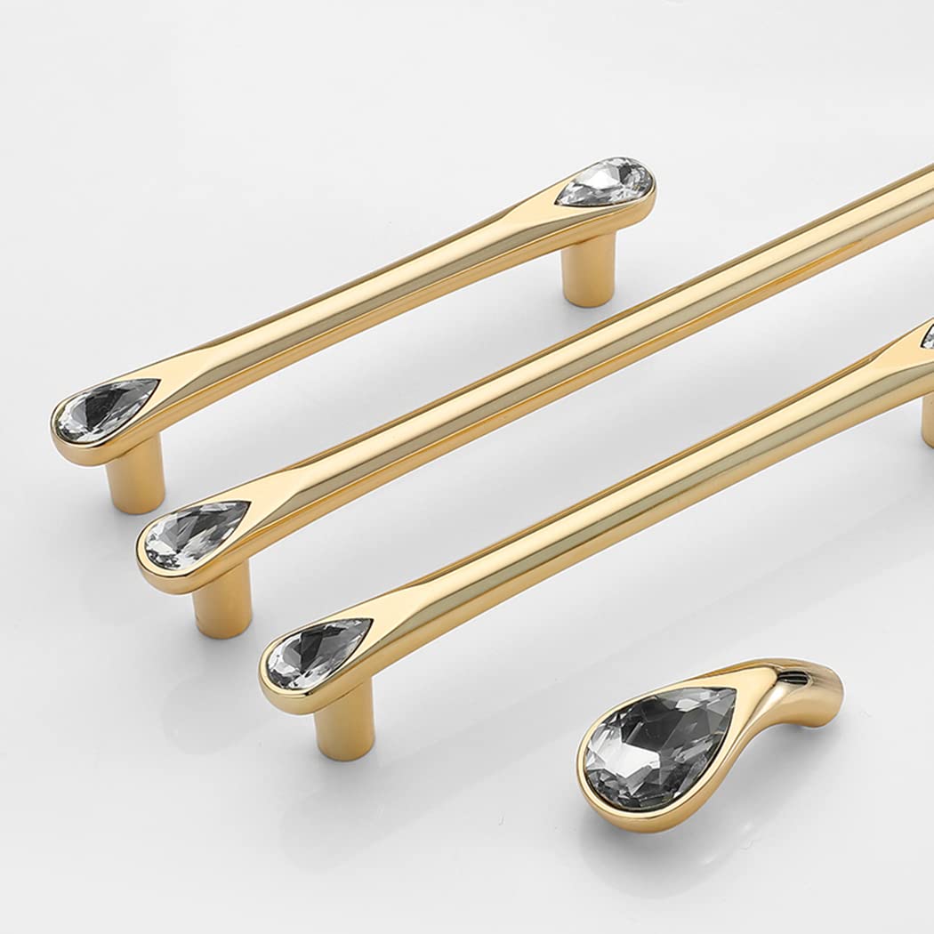 Gold Crystal Cabinet Handles for Kitchens and Bathrooms