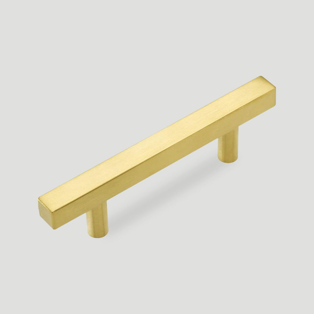 Square Bar Brushed Gold Cabinet Drawer Pulls