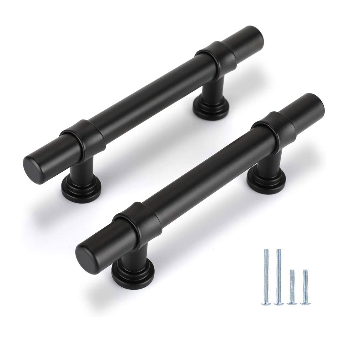 Black Round Bar Cabinet Drawer Pulls European Style