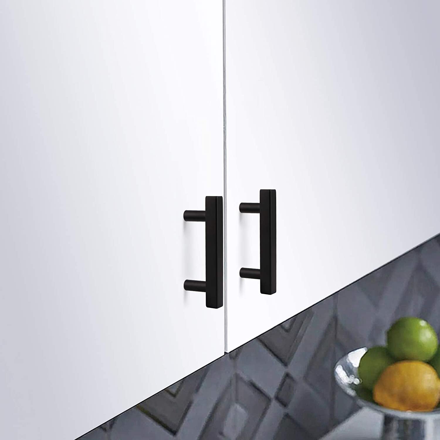 Black Square Bar Cabinet Drawer Pulls for Kitchen