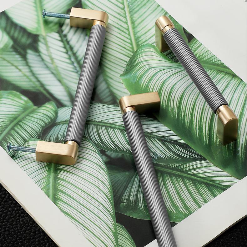 2 Pack Long Two-Color Splicing Aluminum Alloy Cabinet Handles