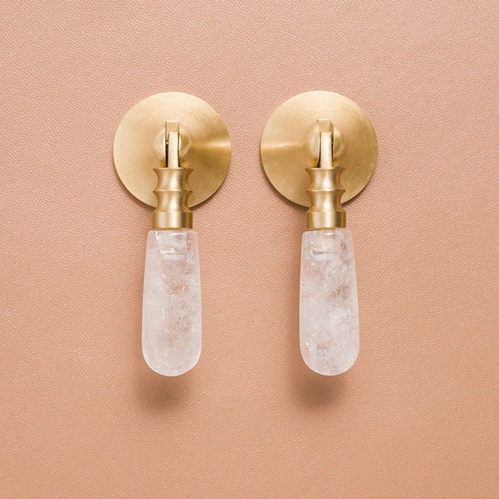 Light Luxury Crystal Brass Knobs Living Room Furniture Hardware
